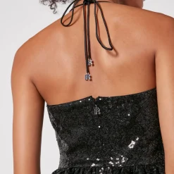 T-Shirts And Tops|Dr. Martens Rotate Birger Christensen Sequinned Mesh Halterneck Top - DK 36/UK 8