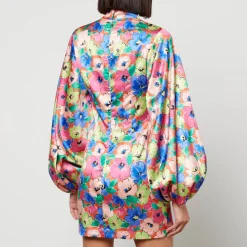 Dresses|Dresses|ROTATE Birger Christensen Floral-Print Satin Mini Dress - DK 32/UK 4