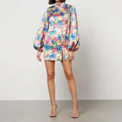 Dresses|Dresses|ROTATE Birger Christensen Floral-Print Satin Mini Dress - DK 32/UK 4