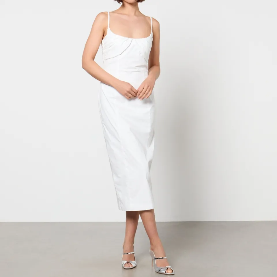 Dresses|Dresses|Maison Kitsuné Rotate Birger Christensen Ruched Bust Cotton-Poplin Midi Dress - DK 36/UK 8
