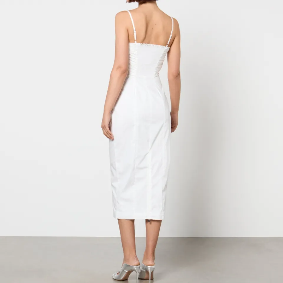 Dresses|Dresses|Maison Kitsuné Rotate Birger Christensen Ruched Bust Cotton-Poplin Midi Dress - DK 36/UK 8
