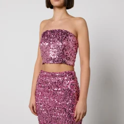 Co-Ord Sets|T-Shirts And Tops|RAINS Rotate Birger Christensen Sequinned Mesh Bandeau Top - DK 40/UK 12