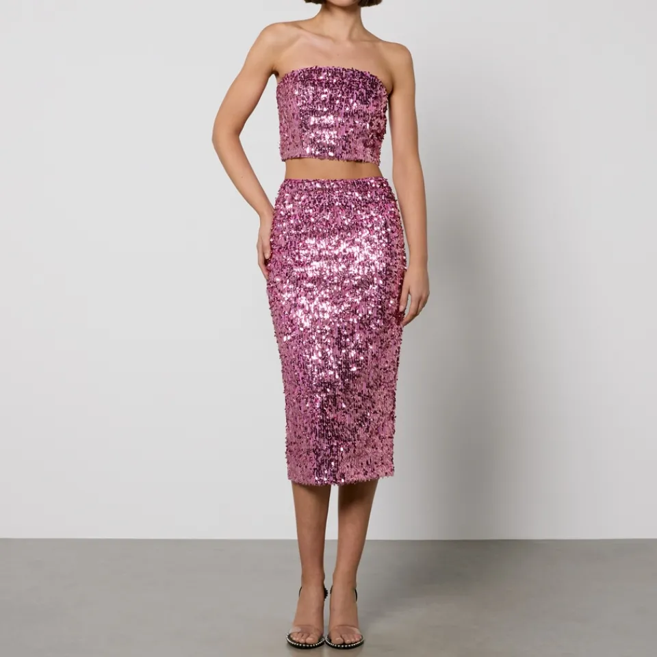 Co-Ord Sets|T-Shirts And Tops|RAINS Rotate Birger Christensen Sequinned Mesh Bandeau Top - DK 40/UK 12