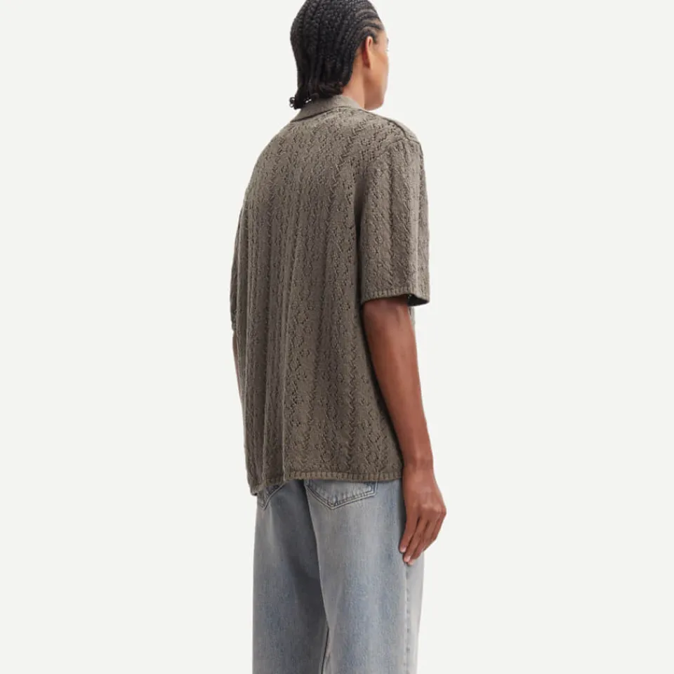 Loungewear|Shirts|KENZO Samsøe Samsøe Bear Cotton-Pointelle Short Sleeved Shirt - S