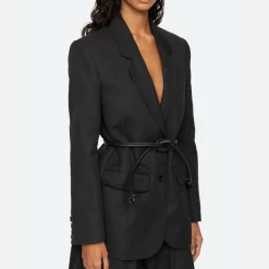 Jackets|Coats|Samsøe Samsøe Sea New York Lara Belted Cotton-Blend Jacket - M