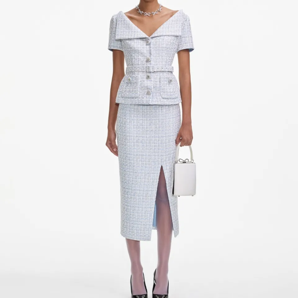 Dresses|Dresses|Anni Lu Self-Portrait Bouclé Midi Dress - UK 6