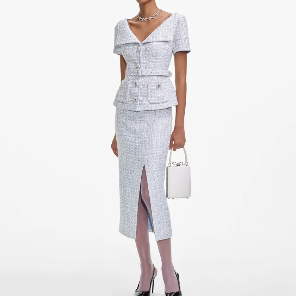 Dresses|Dresses|Anni Lu Self-Portrait Bouclé Midi Dress - UK 6
