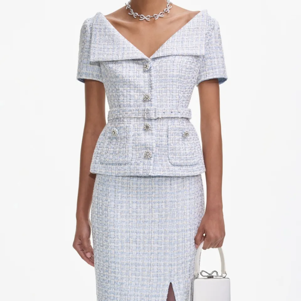 Dresses|Dresses|Anni Lu Self-Portrait Bouclé Midi Dress - UK 6