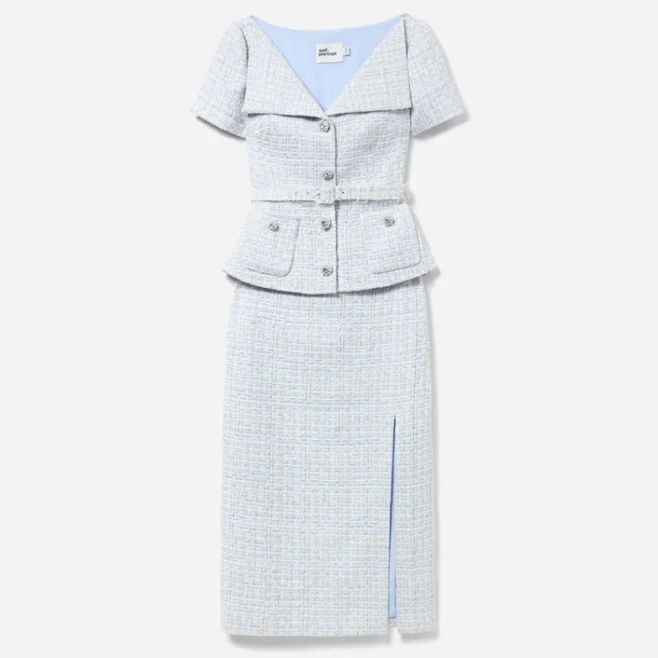 Dresses|Dresses|Anni Lu Self-Portrait Bouclé Midi Dress - UK 6