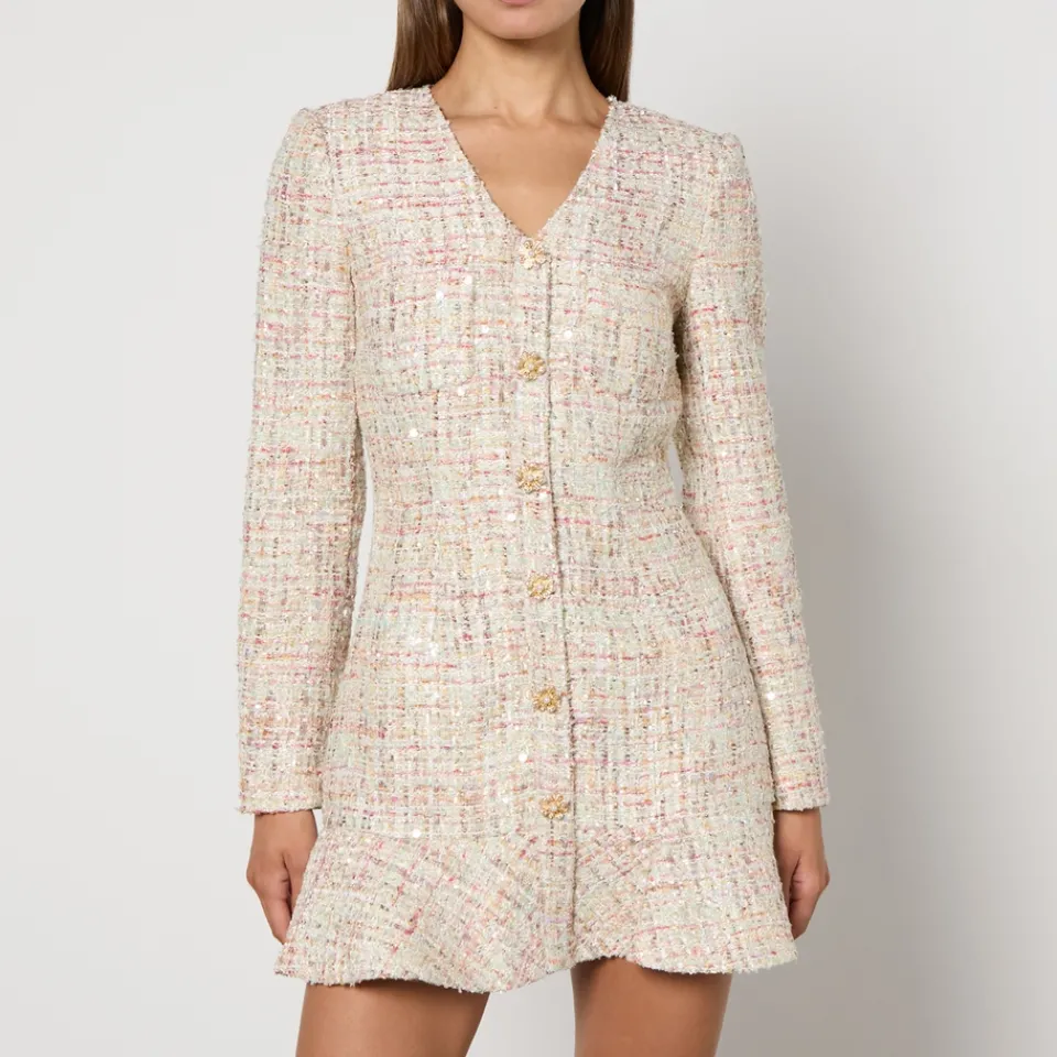 Dresses|Dresses|PS Paul Smith Self-Portrait Bouclé V-Neck Mini Dress - UK 14