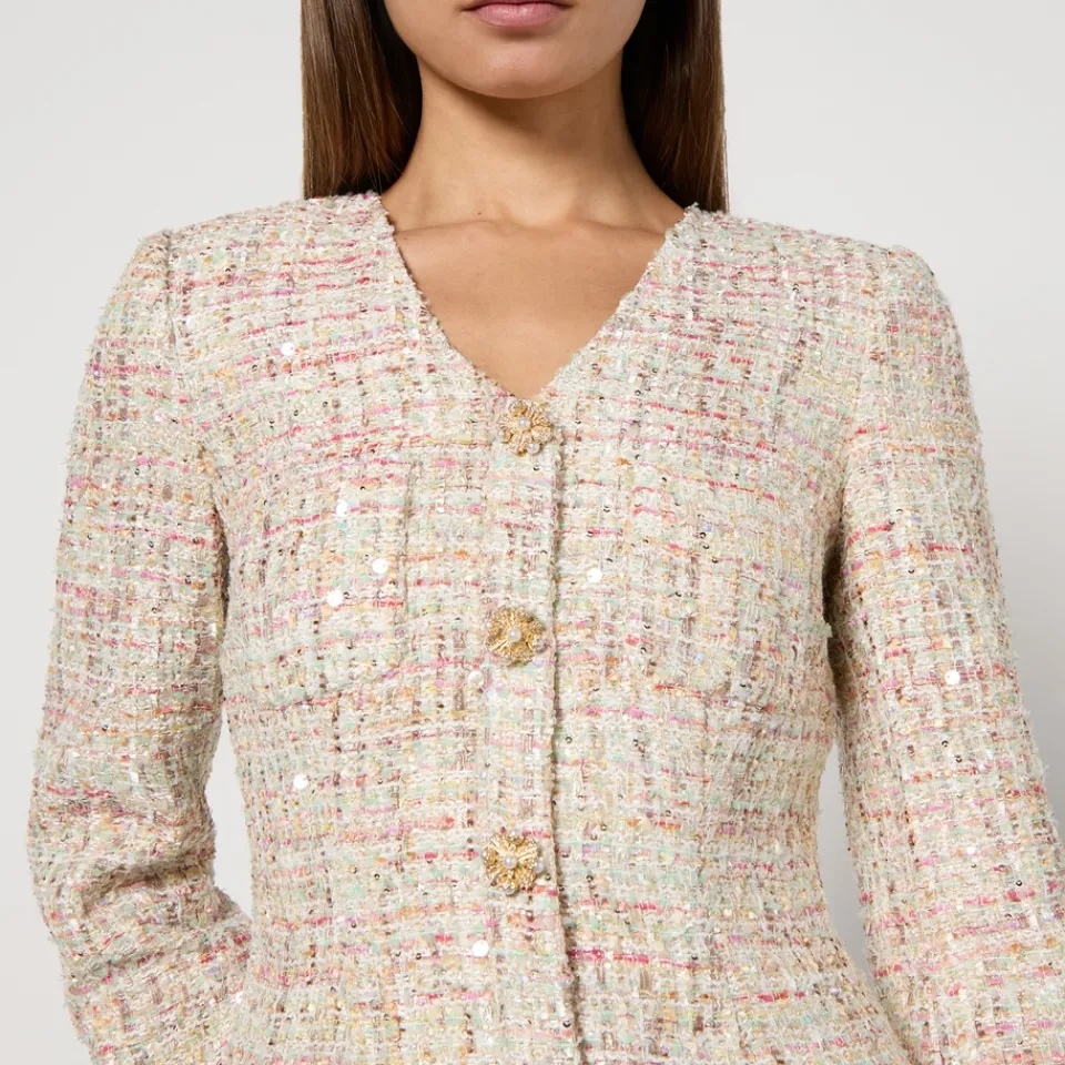 Dresses|Dresses|PS Paul Smith Self-Portrait Bouclé V-Neck Mini Dress - UK 14