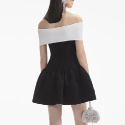 Dresses|Dresses|Dr. Martens Self-Portrait Bow Ribbed-Knit Mini Dress - M