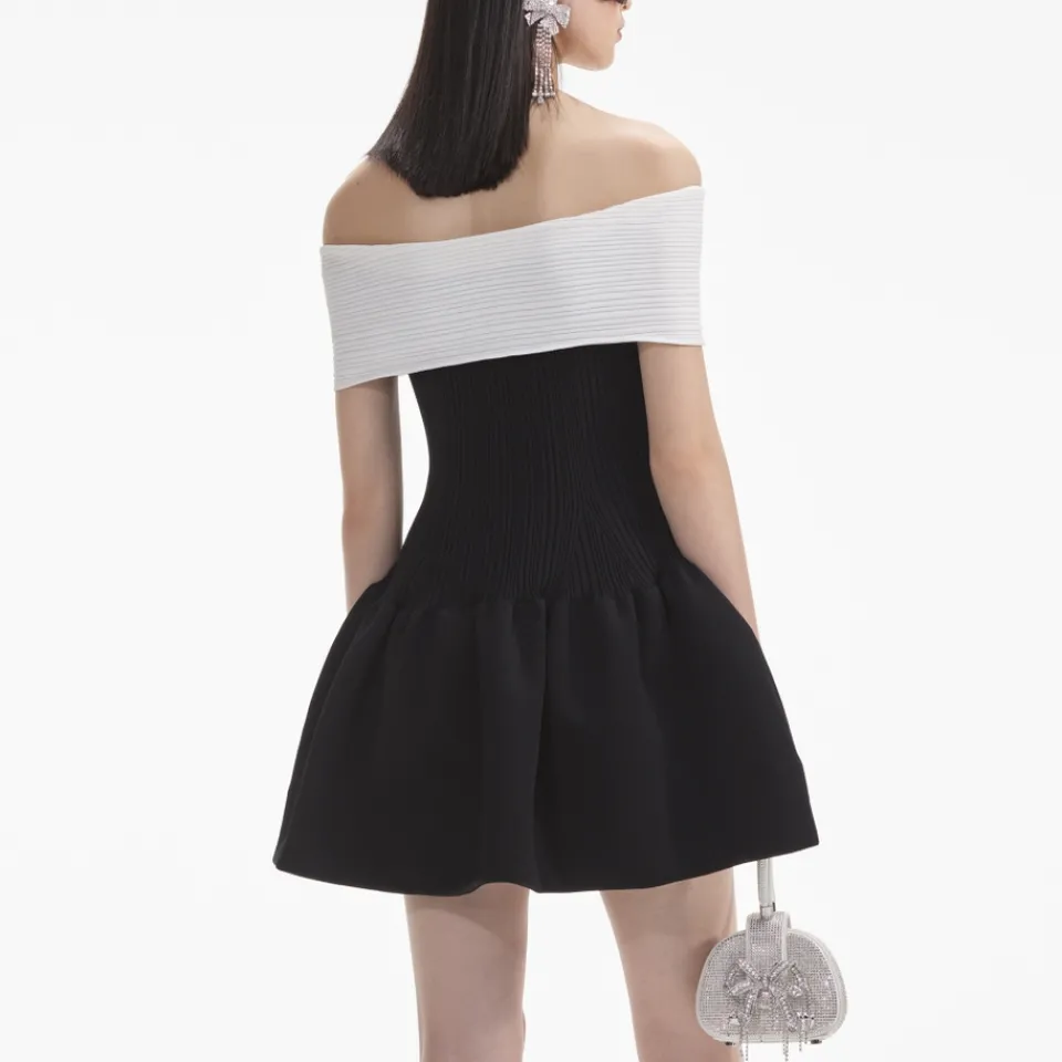 Dresses|Dresses|Dr. Martens Self-Portrait Bow Ribbed-Knit Mini Dress - M