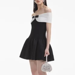 Dresses|Dresses|Dr. Martens Self-Portrait Bow Ribbed-Knit Mini Dress - M