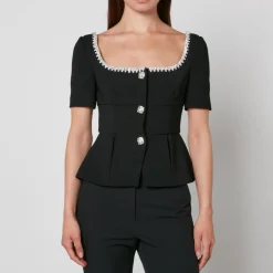 Shirts And Blouses|Dr. Martens Self-Portrait Crystal-Embellished Crepe Top - US 2/UK 6