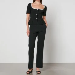 Shirts And Blouses|Dr. Martens Self-Portrait Crystal-Embellished Crepe Top - US 2/UK 6