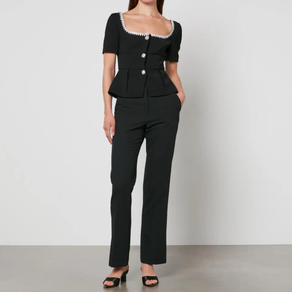 Shirts And Blouses|Dr. Martens Self-Portrait Crystal-Embellished Crepe Top - US 2/UK 6