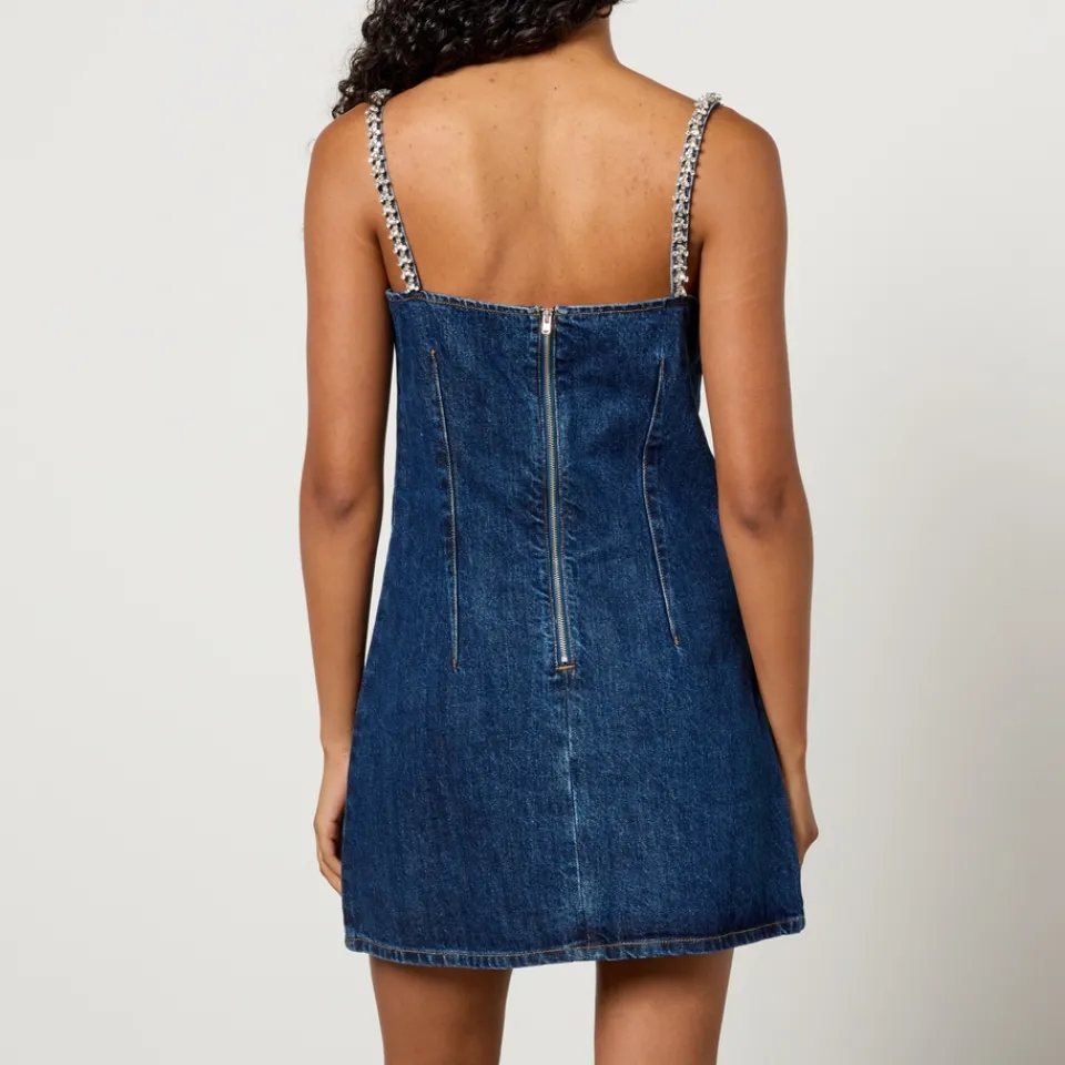 Dresses|Dresses|ROTATE Birger Christensen Self-Portrait Diamante-Embellished Denim Mini Dress - UK 12