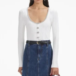 T-Shirts And Tops|Self-Portrait Embellished Knit Top - L