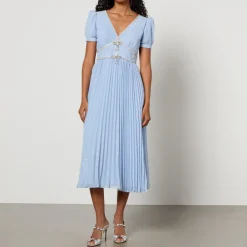 Dresses|Dresses|Dr. Martens Self-Portrait Fil-Coupe Pleated Chiffon Midi Dress - UK 10