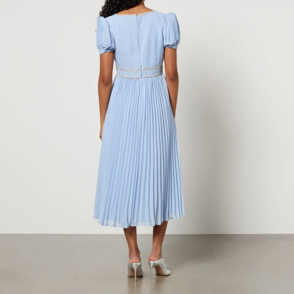 Dresses|Dresses|Dr. Martens Self-Portrait Fil-Coupe Pleated Chiffon Midi Dress - UK 10