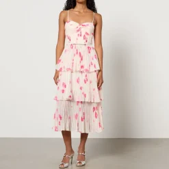 Dresses|Dresses|Cras Self-Portrait Floral-Print Chiffon Midi Dress - UK 12