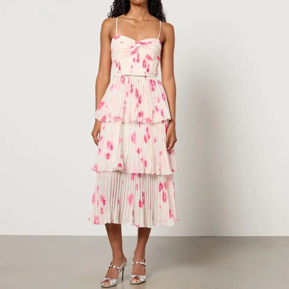 Dresses|Dresses|Cras Self-Portrait Floral-Print Chiffon Midi Dress - UK 12