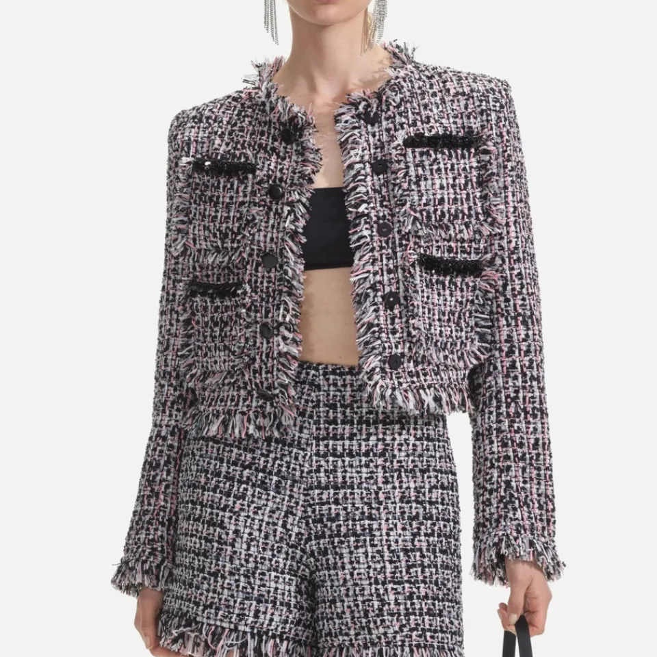 Jackets|Coats|Dr. Martens Self-Portrait Fringed Bouclé Blazer Jacket - UK 12