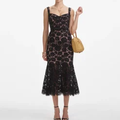 Dresses|Dresses|AMI Self-Portrait Guipure Lace Midi Dress - UK 12