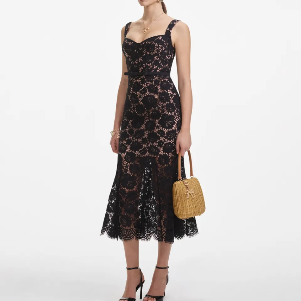 Dresses|Dresses|AMI Self-Portrait Guipure Lace Midi Dress - UK 12