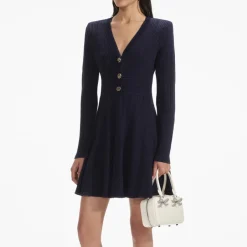 Dresses|Dresses|Dr. Martens Self-Portrait Pointelle-Knit Mini Dress - S