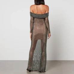 Dresses|Dresses|Self-Portrait Rhinestone-Embellished Macramé Maxi Dress - UK 14/US 10