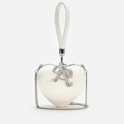 Bags|Self-Portrait Top Handle Satin Heart Clutch