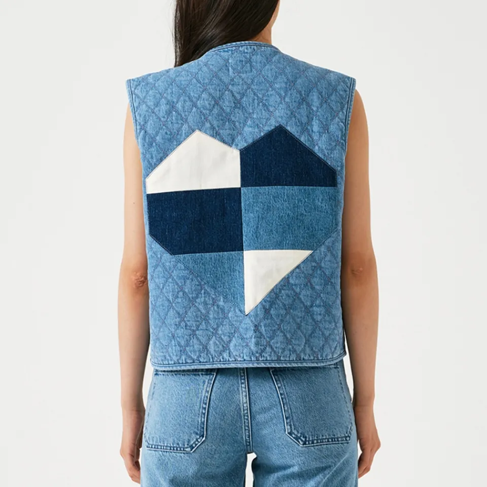 Jackets|Coats|Dr. Martens Seventy + Mochi Aria Cotton-Blend Chambray Quilted Vest - XS