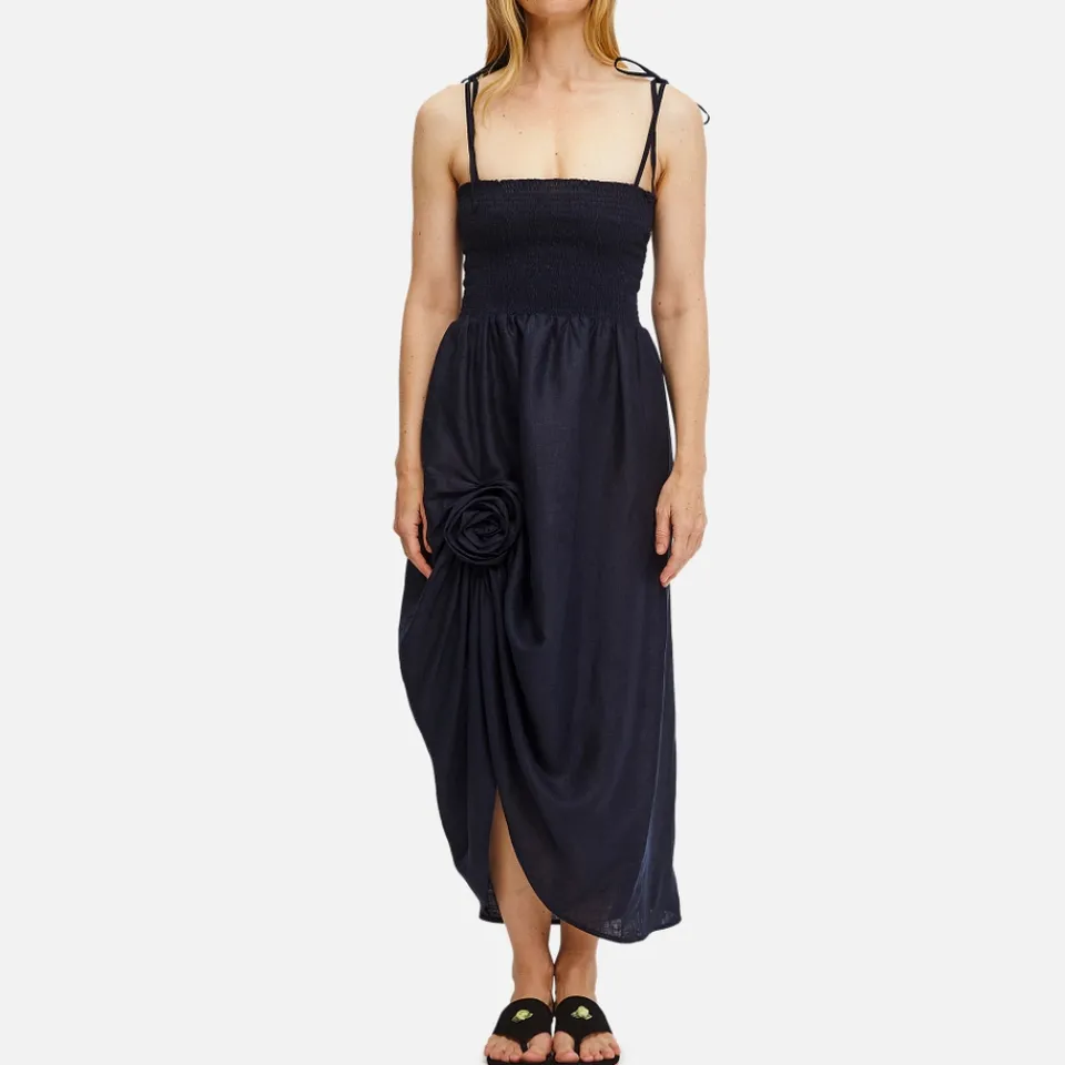 Dresses|Dresses|Sleeper Atlanta Linen Rosette Strap Dress - M