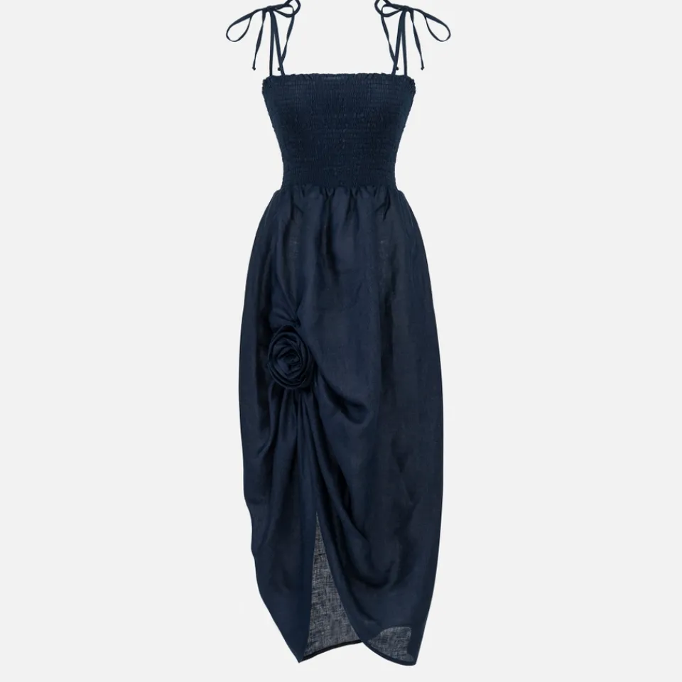 Dresses|Dresses|Sleeper Atlanta Linen Rosette Strap Dress - M