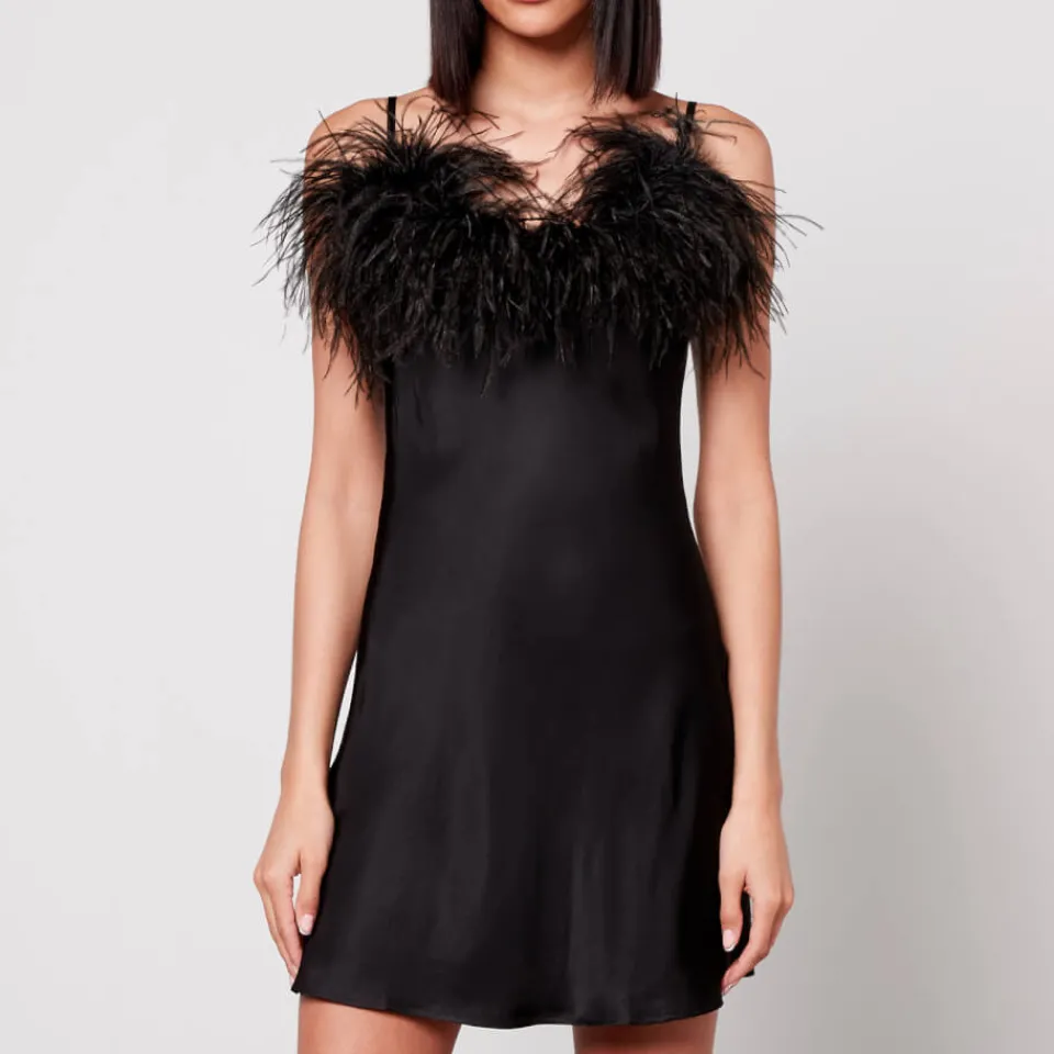 Loungewear|Dr. Martens Sleeper Boheme Feather-Trimmed Satin Mini Dress - XS