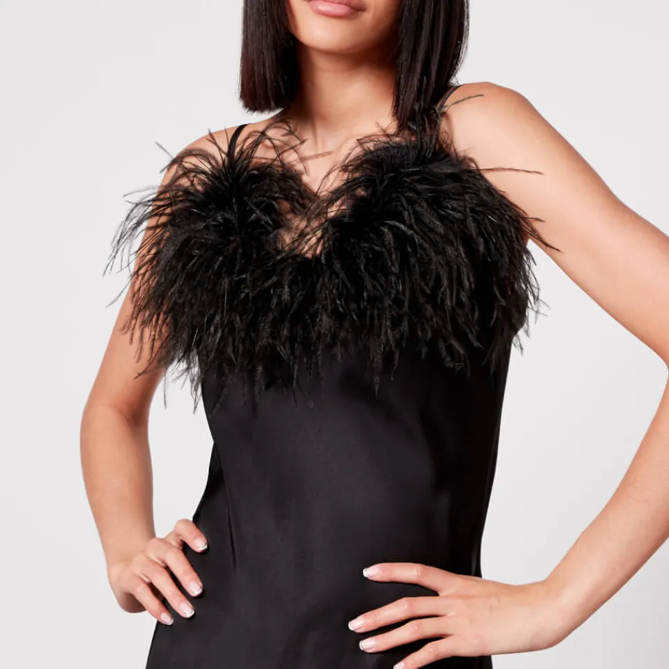 Loungewear|Dr. Martens Sleeper Boheme Feather-Trimmed Satin Mini Dress - XS