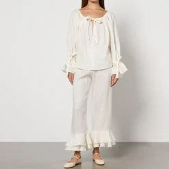 Loungewear|Sleeper Cha-Cha Ruffled Linen Lounge Set - M
