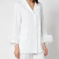 Loungewear|Sleeper Feather-Trimmed Crepe de Chine Pyjama Set - XS
