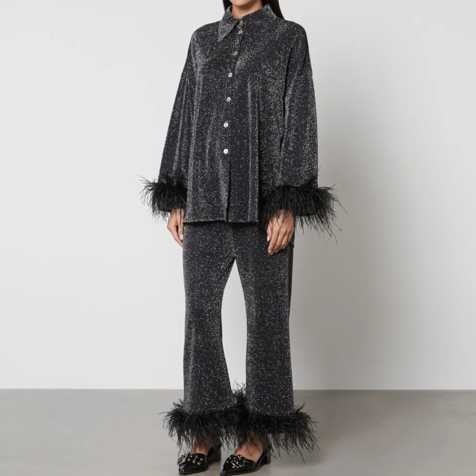 Loungewear|Co-Ord Sets|Dr. Martens Sleeper Feather-Trimmed Lurex Party Pyjama Set - S