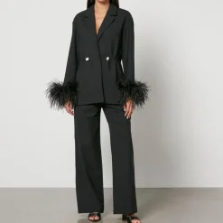 Jackets|Coats|Sleeper Girl With Pearl Feather-Trimmed Crepe Blazer - S
