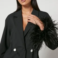Jackets|Coats|Sleeper Girl With Pearl Feather-Trimmed Crepe Blazer - S
