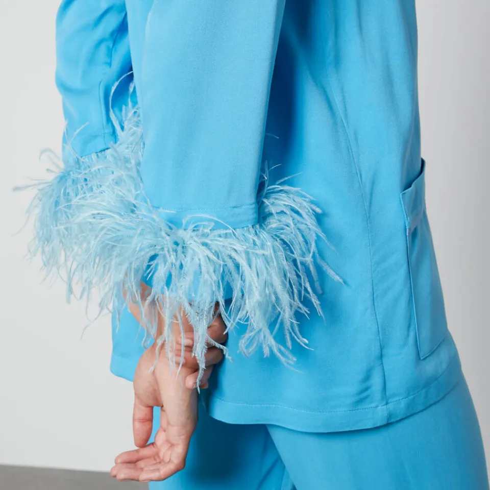 Loungewear|Sleeper Party Feather-Trimmed Crepe de Chine Pyjama Set - XS