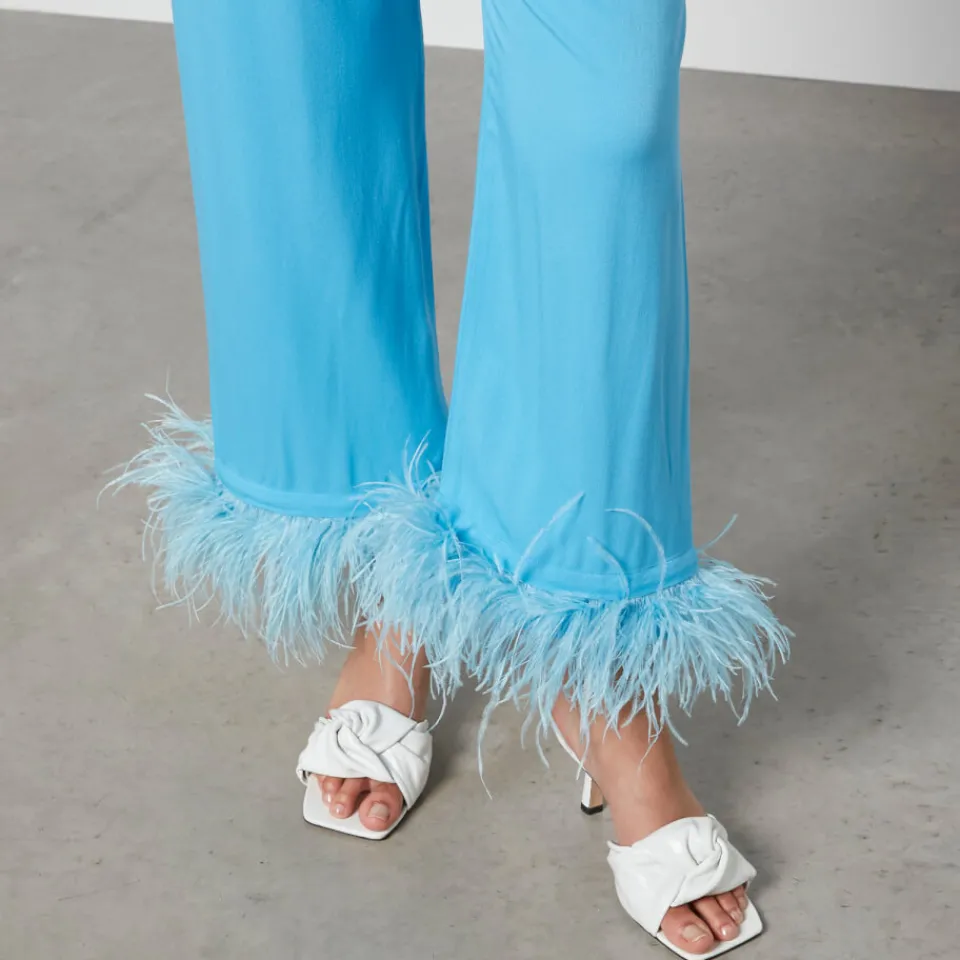 Loungewear|Sleeper Party Feather-Trimmed Crepe de Chine Pyjama Set - XS