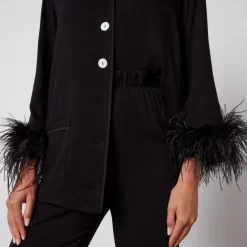 Loungewear|Co-Ord Sets|Sleeper Party Feather-Trimmed Crepe de Chine Pyjama Set - XS