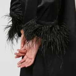 Dresses|Dresses|Dr. Martens Sleeper Party Shirt Feather-Trimmed Satin Dress - XS
