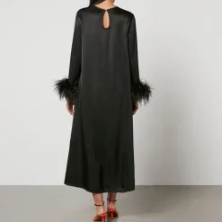 Dresses|Dresses|Dr. Martens Sleeper Suzi Feather-Trimmed Satin Maxi Dress - S