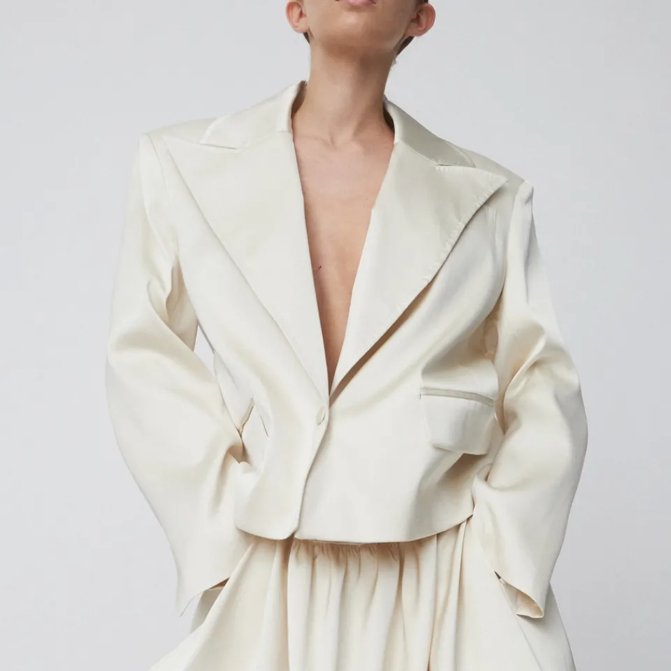 Jackets|Coats|Stella Nova Cropped Satin Blazer - L/XL