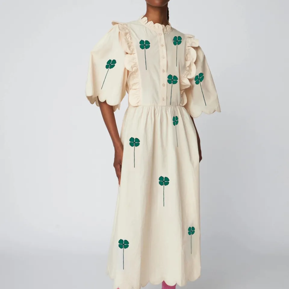Dresses|Dresses|Stella Nova Embroidered Scalloped Cotton-Poplin Midi Dress - DK 38/UK 12